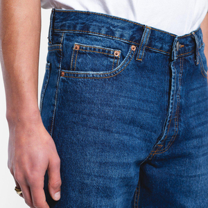 OEM Top Selling Custom Logo Men's Baggy <b>Jeans</b> Loose Fit Wide Leg Denim Pants Relaxed Casual Trousers with Zipper <b>Button</b> - Product Image 4