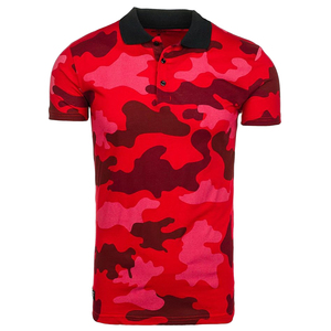 Camisetas Polo Personalizadas con Camuflaje Rojo para Hombre, Corte Ajustado, Transpirables, Manga Corta, Casuales, Sublimadas - Product Image 1
