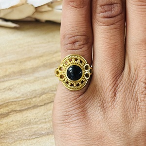 Latest Design Black Onyx <b>Rings</b> Boho Tribal Silver Eye Certified Brass Jewelry Women 18k <b>Gold</b> Plated Filigree <b>Cocktail</b> - Product Image 5