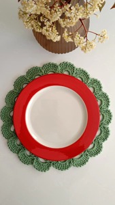 Handmade Green Floral Shape Macrame Table <b>Mats</b> Ideal for Boho Dining Setup and Farmhouse Home Decoration From India - Product Image 2