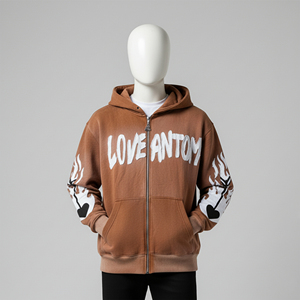 Sudadera con capucha y media cremallera bordada para hombre, estilo casual moderno, proveedor mayorista de ropa urbana personalizada - Product Image 4