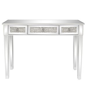 Scrivania per Computer FCH in MDF Argento con Superficie a Specchio e Tre Funzioni di Sollevamento, Design con Effetto Vetro Rotto - Product Image 1