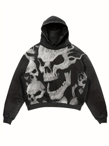 Sweat-shirt à capuche pour homme, coupe classique, poche, noir uni, 100% coton molletonné, pull-over décontracté, hiver, respirant, séchage rapide, 360g - Product Image 1