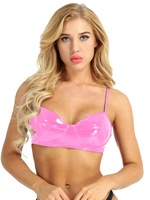Ensembles de lingerie en cuir verni Wet Look à la mode pour femmes Rave Dance Clubwear haut de soutien-gorge sans fil avec slips costume pour Pole Dancing Club