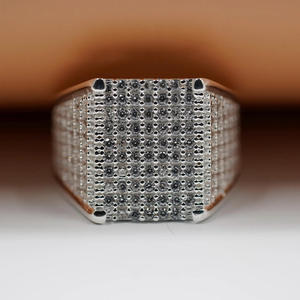 Anillo de Plata para Hombre con Incrustaciones de Circonitas, Plata de Ley 925, Bañado en Rodio, Engaste de Garras, Estilo Hip Hop Bling, Joyas Vana, Regalo de Lujo - Product Image 1