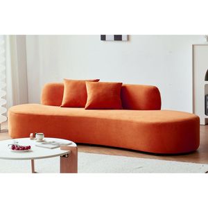 Divano Curvo di Lusso in Velluto da 90 Pollici a 4 Posti con Design a Mezzaluna, Schiuma ad Alta Densità e Cuscini Decorativi per Soggiorno Moderno - Product Image 1