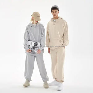 LM007 logo personnalisé 360gsm sans cordon de serrage couleur terre pull à capuche en coton lourd ample pour hommes - Product Image 5