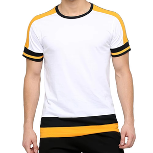 Camiseta de Alta Calidad para Hombre con Detalles en Contraste, Blanca y Amarilla, Estilo Casual Urbano, Transpirable, Deportiva, de Manga Corta, a la Moda - Product Image 6