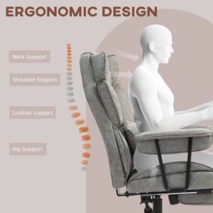 Sedia da Ufficio Ergonomica Reclinabile per Persone Alte e Robuste, Capacità 180 kg, Schienale Alto, Poggiapiedi, Supporto Lombare, Base in Nylon Grigio, Materiale PU - Product Image 6