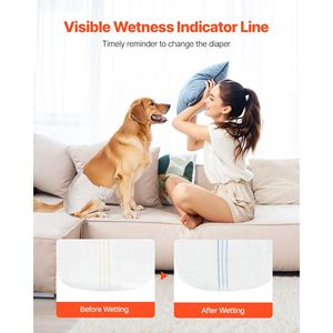 144 Count M Size Pañales desechables para perros femeninos Pañal súper absorbente para mascotas para perros - Product Image 6