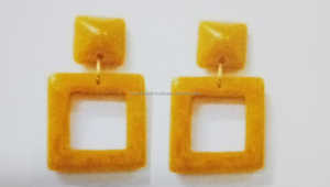 Top Trending Designer Resin <b>Hoop</b> <b>Earring</b> for Party Other Function <b>Fashion</b> Jewelry With Mustard Color Resin <b>Earrings</b> - Product Image 4
