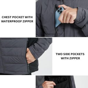 Veste matelassée imperméable pour homme, légère, isolée, à capuche, coupe-vent, chaude et épaisse pour l'hiver - Product Image 4