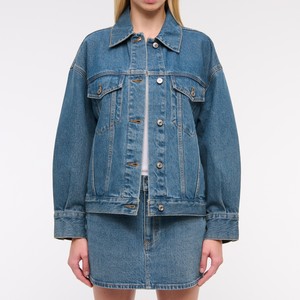 Women's Black <b>Denim</b> Cotton Bomber <b>Jacket</b> Woven Turn-down Collar Full Sleeve Solid Color Button Closure Autumn Winter Wear - Product Image 3