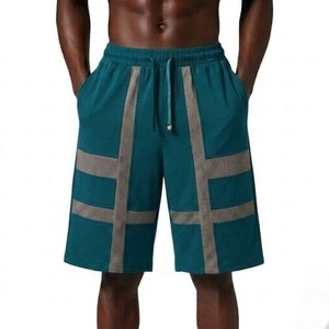 Shorts de basketball pour hommes en maille turquoise, respirants, pour l'entraînement sportif, avec cordon de serrage à la taille, coupe ample, style streetwear - Product Image 1
