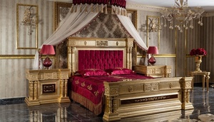 Luxury Midcentury Tufted Black Gold Solid Teak Wood Bedroom Set King <b>Queen</b> <b>Size</b> Curio Nightstands Wardrobe Dressing Table Set - Product Image 2