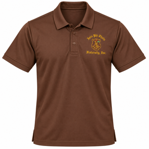 เสื้อโปโลแขนสั้นสีน้ำตาลสำหรับผู้ชาย iota-phi-theta ปักโลโก้ตราสัญลักษณ์สมาคม คอปกคลาสสิก ติดกระดุม แนวลำลอง สไตล์กรีก - Product Image 3