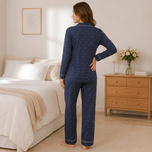 Pantalones de pijama de maternidad con estampado de estrellas para mujer, ropa de dormir de algodón de longitud completa, ropa de dormir de primavera de ajuste regular - Product Image 3