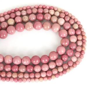 Perles rondes lisses en rhodonite rose naturelle de 8 mm, certifiées IGI, pour la fabrication de bijoux, qualité AAA, tendances Alibaba - Product Image 2