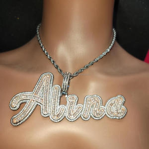 Custom Arabic <b>Name</b> Pendant Moissanite Diamond Iced Out Necklace Hip Hop Bling <b>Chain</b> Personalized Jewelry - Product Image 2