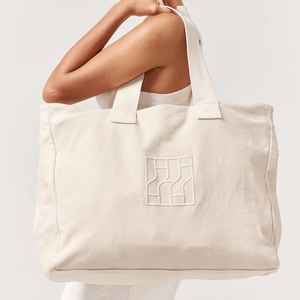 <b>Plain</b> Cotton Tote Bag With Embroidered Logo Eco Friendly Woven Design White Color Woven Design OEM Supplier - Product Image 4