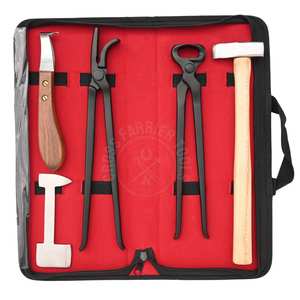 Professional Farrier <b>Tool</b> Set Black Hoof Nipper Hoof Loop Knife Buffer <b>Tool</b> Farrier Hammer and Black Alligator Clincher - Product Image 1
