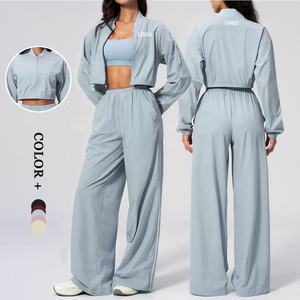 Conjunto de Pantalones Rectos y Chaqueta Refrigerante para Yoga y Actividades al Aire Libre con Protección Solar UPF50 Anti-UV de Verano para Mujer, Color Caramelo, con Franja Reflectante Lateral - Product Image 2