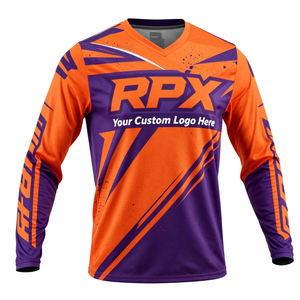 เสื้อเจอร์ซีย์มอเตอร์ครอส RPX แบบสั่งทำพิเศษสำหรับผู้ชาย แขนยาว สีส้ม-ม่วง พิมพ์ลายแบบ Sublimation แห้งเร็ว สำหรับแข่งรถมอเตอร์ครอส - Product Image 3