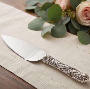 Stainless Steel Cake Knife <b>Set</b> With Pearl Accents Handmade Long Handle Cake Server And Knife For Dessert Serving - Product Image 2