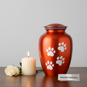Premium Pet Cremation Urn Durable Elegant Design White Paw Print Secure Threaded Lid Perfect Memorial Decorative Jar <b>For</b> Dog Cat - Product Image 4