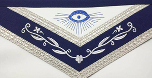 Master Mason Blue Lodge <b>Apron</b> - Navy Blue & <b>White</b> with Silver Braids High Grade Blue Lodge <b>Apron</b> with soft velvet trim, durable - Product Image 2