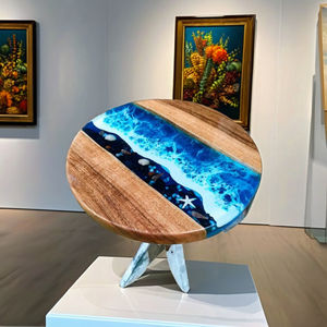 Table à manger rectangulaire moderne faite à la main en résine, design artistique pour les célébrations de mariage et d'anniversaire, imperméable, décoration de salon, décoration de la maison - Product Image 1