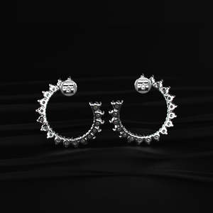 Round Moissanite C Shape Stud <b>Earrings</b> 3.60 TCW Colorless VVS 14K Gold Shared Prong Half Hoop Curved Screw <b>Back</b> Handmade Jewelry - Product Image 2