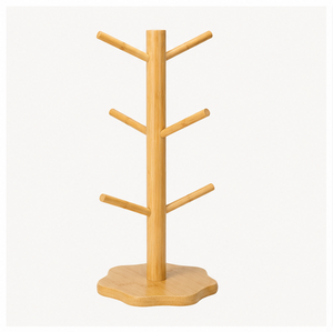 Premium Natural Mug Tree Holder Stand With 6 Hooks Eco-Friendly Coffee Cup Organizer & Tea Cup <b>Drying</b> <b>Rack</b> For Kitchen <b>Rack</b> - Product Image 3