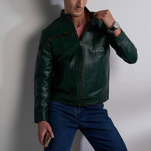 Veste en cuir de vache noire pour homme, 100% de haute qualité, confortable, respirante, manches longues, col montant, streetwear, hiver, chaud - Product Image 1
