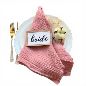 Serviettes de table carrées en coton et lin de couleur unie, jetables, pour les mariages et les décorations de mariage - Product Image 6