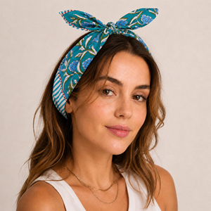 Craftjaipur Foulard Carré en Coton Biologique de Luxe Imprimé à la Main de Haute Qualité Motif Paisley 21 x 21 Pouces Unisexe Respirant - Product Image 1