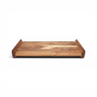 Plateau de service artisanal en bois d'acacia |   Plateau de service rustique pour le petit-déjeuner |   Plateau décoratif en bois naturel pour table à manger, résistant à la chaleur