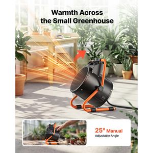 เครื่องทำความร้อนในเรือนกระจก PTC 1500W พร้อมเทอร์โมสตัท โหมดพัดลม ปรับมุมได้ และมาตรฐาน IPX4 - Product Image 3