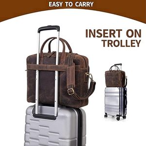 Sacoche élégante vintage en cuir véritable pour ordinateur portable, sacoche souple noire, sac messager vintage pour ordinateur, pour le bureau, les voyages, hommes et femmes - Product Image 5
