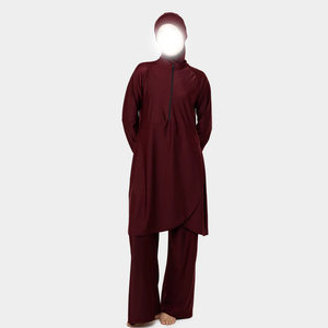 2-Piece Modest Unisex Loose Fit Top & Pants Set Color Blocking Spandex/Polyester Fabric Breathable Eco-Friendly All Seasons Wear - Product Image 3