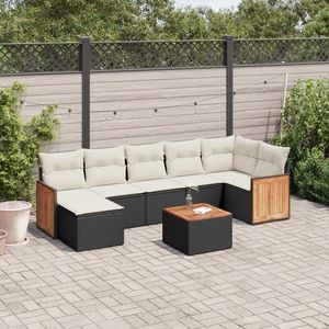 Grand ensemble de canapés de jardin modulaires en rotin PE noir, collection de meubles d'extérieur élégante - Product Image 1