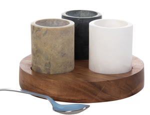Ensemble sel et sucre faits à la main avec base en bois – Outils de cuisine durables pour herbes et épices – Essentiels élégants pour la table de cuisine - Product Image 2