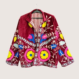 เสื้อแจ็คเก็ตผู้หญิงไซส์ใหญ่ แขนยาว คอโอ ทรงลำลอง สำหรับฤดูหนาว  ผ้าฝ้ายโบฮีเมียนปักลายซูซานี เป็นมิตรต่อสิ่งแวดล้อม - Product Image 1