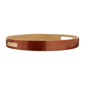 Round Bamboo Serving Tray Gold Lacquered Finish Multi-Function Easy Clean Household Use Tableware Storage Tray Made in Vietnam - Product Image 2