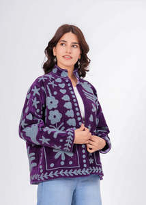 Chaqueta artística bordada para mujer, chaqueta de terciopelo reversible Suzani, artesanía tradicional de lujo, abrigo bohemio para dama - Product Image 3
