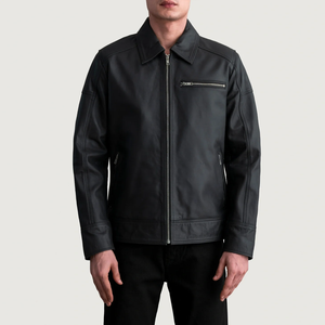 Chaqueta de Cuero PU Transpirable y Ecológica al por Mayor, Estilo Urbano, con Cierre, para Hombre, Primavera-Otoño, Cuello Alto, Moda Masculina - Product Image 3
