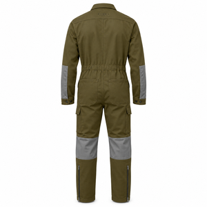 Overol de Trabajo Impermeable de Alta Visibilidad en Verde Oliva y Gris, con Paneles Reforzados de Spandex, Bolsillos Tipo Cargo y Cierres en los Tobillos - Product Image 5