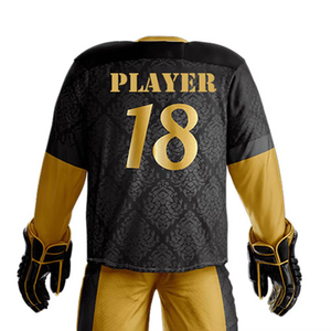 Uniforme de hockey sur glace personnalisé en polyester extensible sublimé, haute qualité, 300g, col en V, manches longues, design imprimé, protection UV - Product Image 3