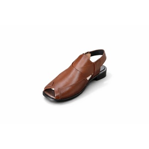 New Design LEATHER STUDIO Peshawari Chappal Sandals Cow Leather Handmade Lightweight Peep Toe Buckle Strap All Seasons Wholesale - Product Image 4