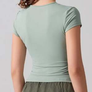 Camiseta de Verano para Mujer, Informal, Ligera, de Algodón, Corte Ajustado, Cuello Redondo, Manga Corta, Top Corto para Mujer - Product Image 4